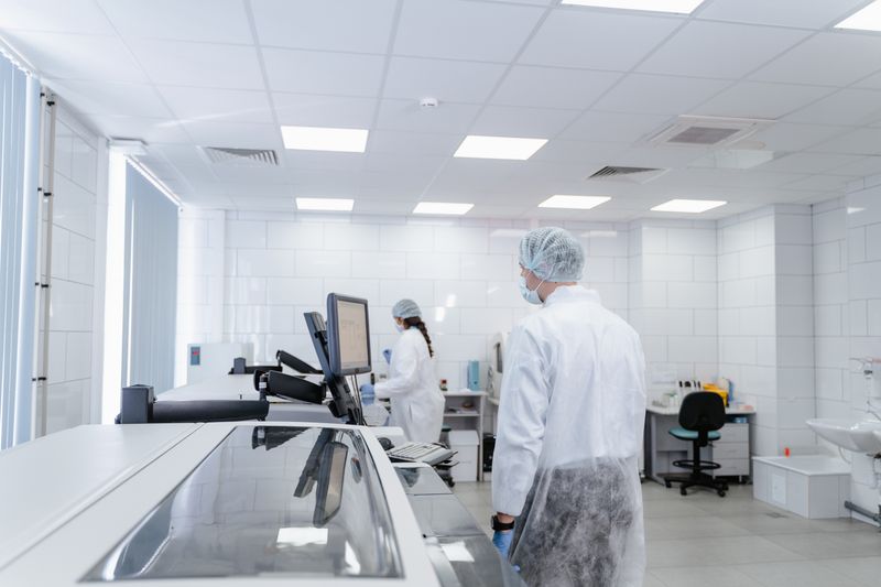 Laboratory professionals working in a modern lab