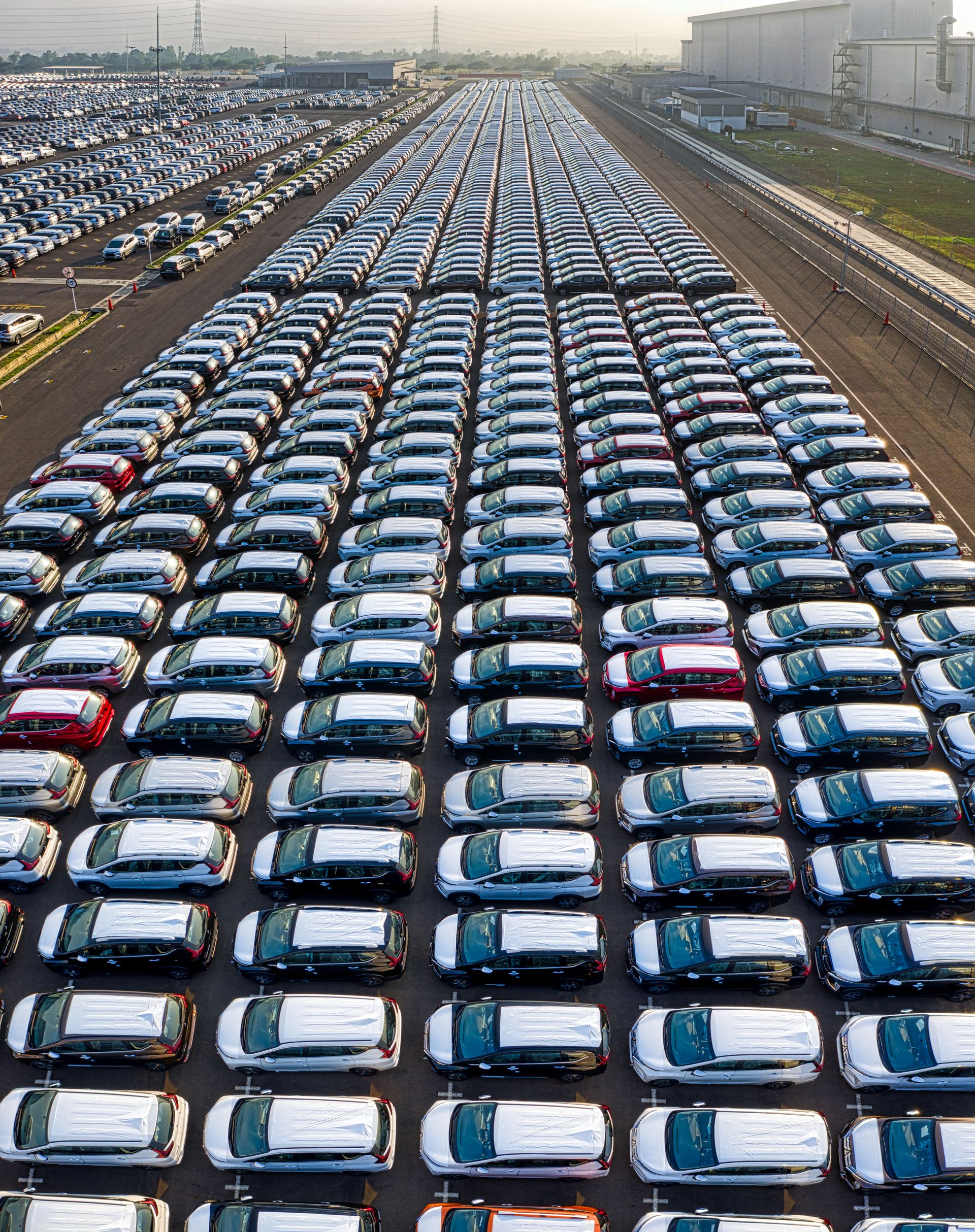 The production line of an automotive factory